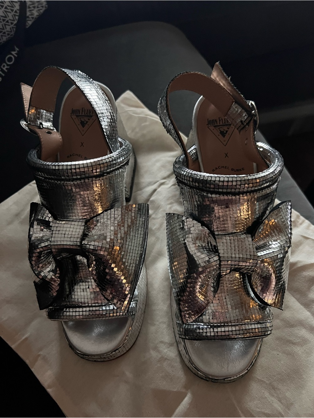 John Fluevog x Rachel Burke "Picnic" Disco Ball Sandals - Size 9